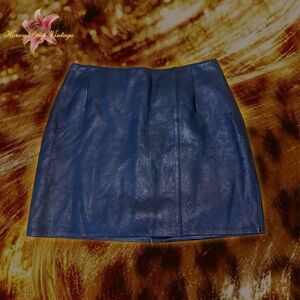 Casual Corner Vintage Black Genuine Leather Mini Skirt